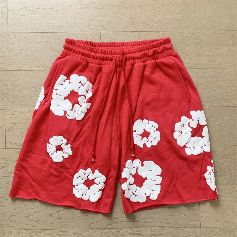 Design Floral Print Purple Drawstring Shorts - 10