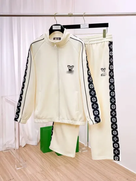 Louis Vuitton Monogram Track Jacket and Sweatpants Set Beige Tracksuit - 1