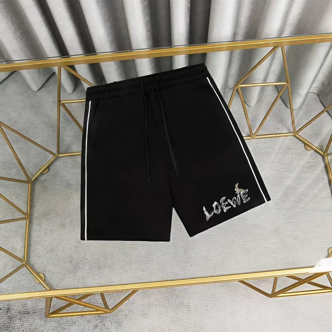 Loewe Logo Patch White Shorts with Black Stripe - 39