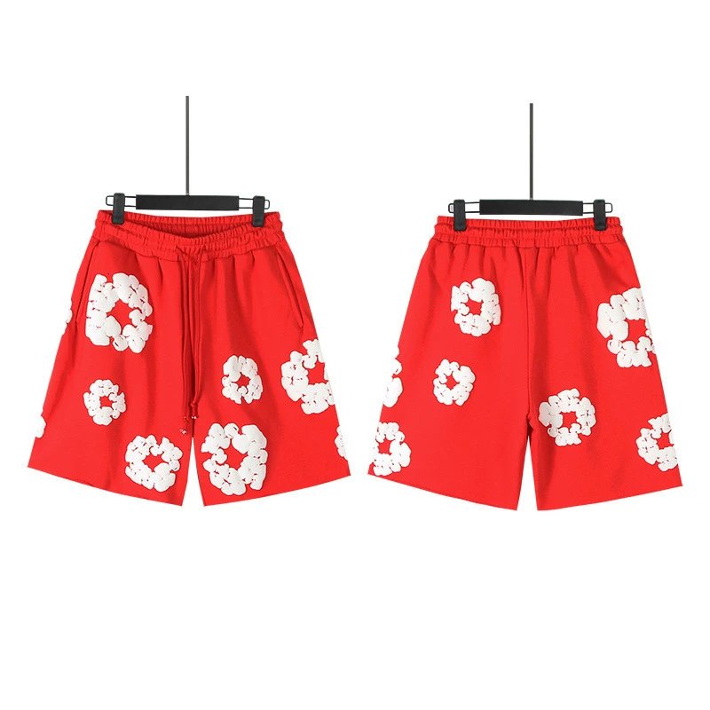 Design Floral Print Purple Drawstring Shorts - 6