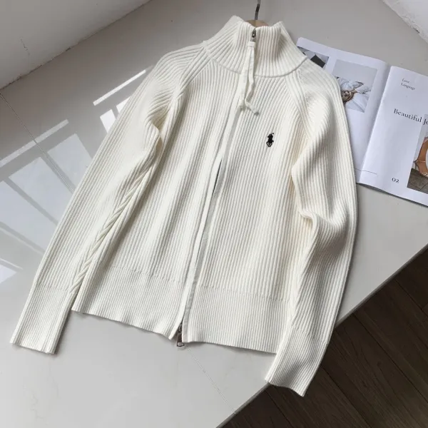Polo Ralph Lauren Ribbed Zip-Up Turtleneck Sweater Cream - 1