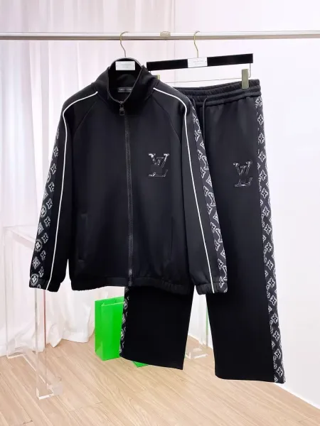 Louis Vuitton Monogram Track Jacket and Sweatpants Black Tracksuit - 1