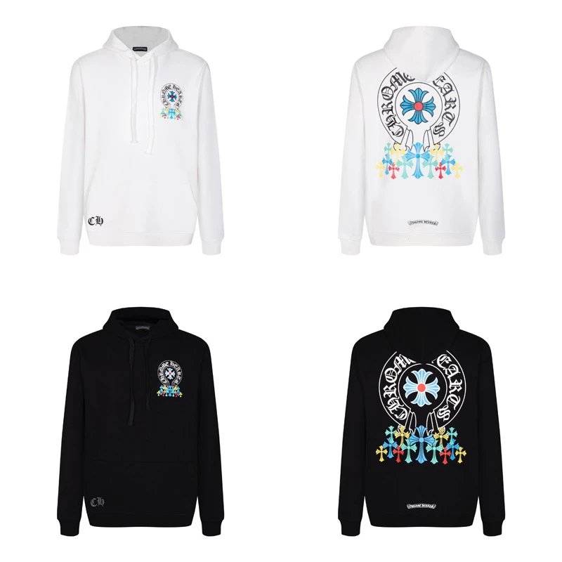 Design Hoodie White with Red Sleeve Logos - 63
