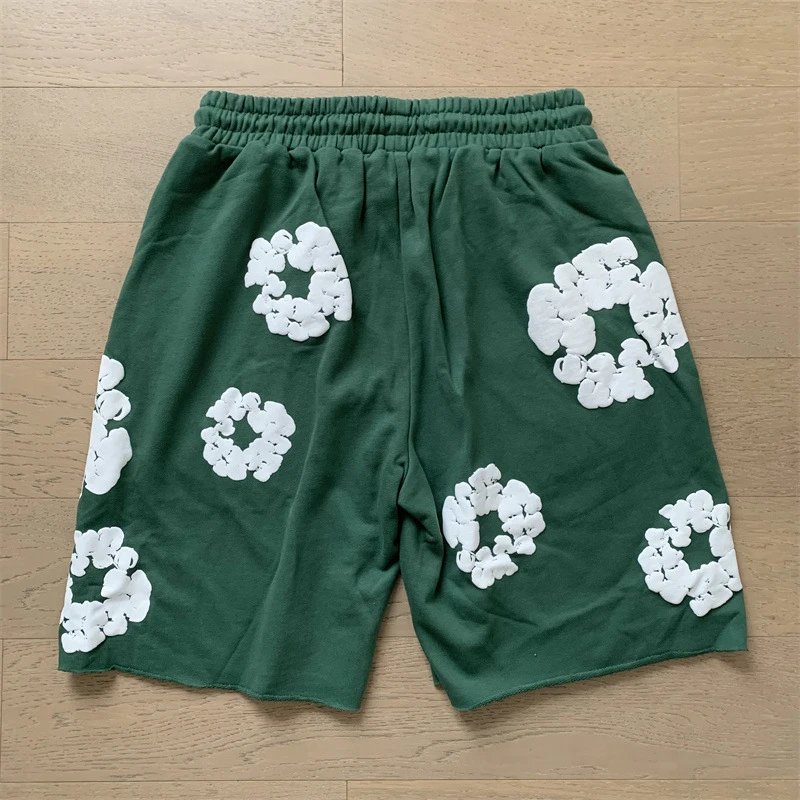 Design Floral Print Purple Drawstring Shorts - 15