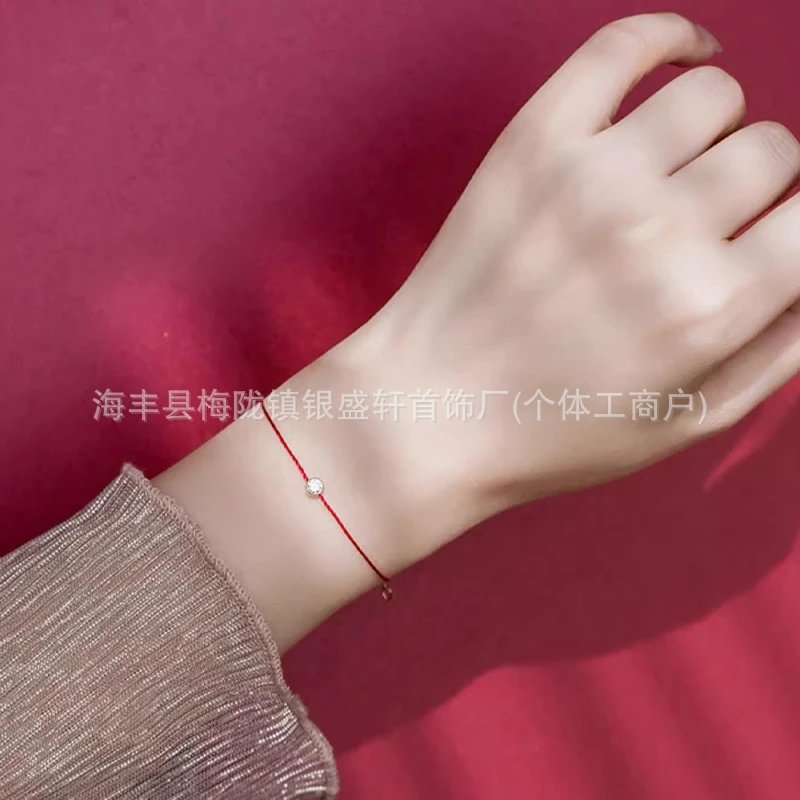 Design Minimalist Rose Gold Crystal Bracelet Black Cord Jewelry - 5
