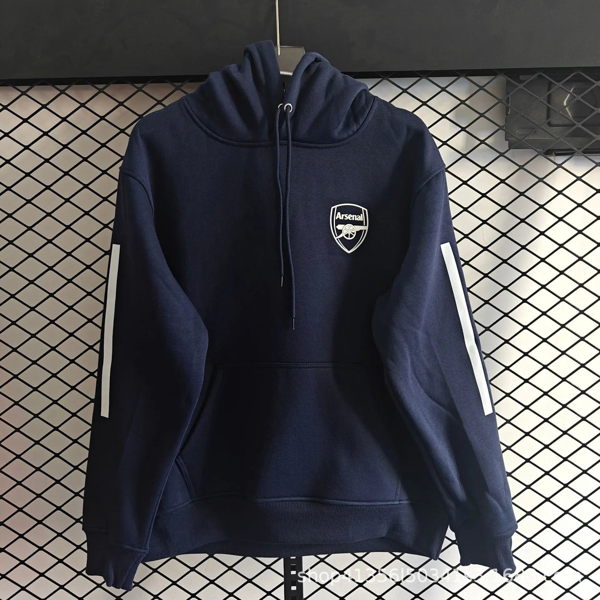 Arsenal FC Hoodie Red with White Stripes - 5