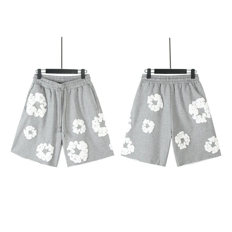 Design Floral Print Purple Drawstring Shorts - 4