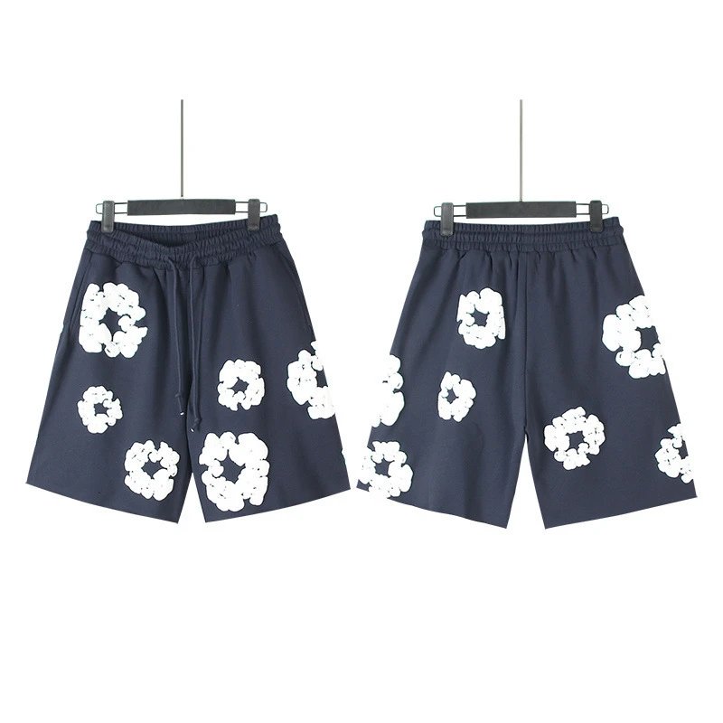 Design Floral Print Purple Drawstring Shorts - 5