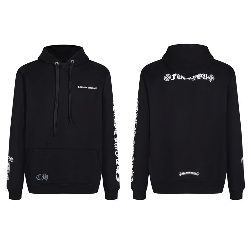 Design Hoodie White with Red Sleeve Logos - 76