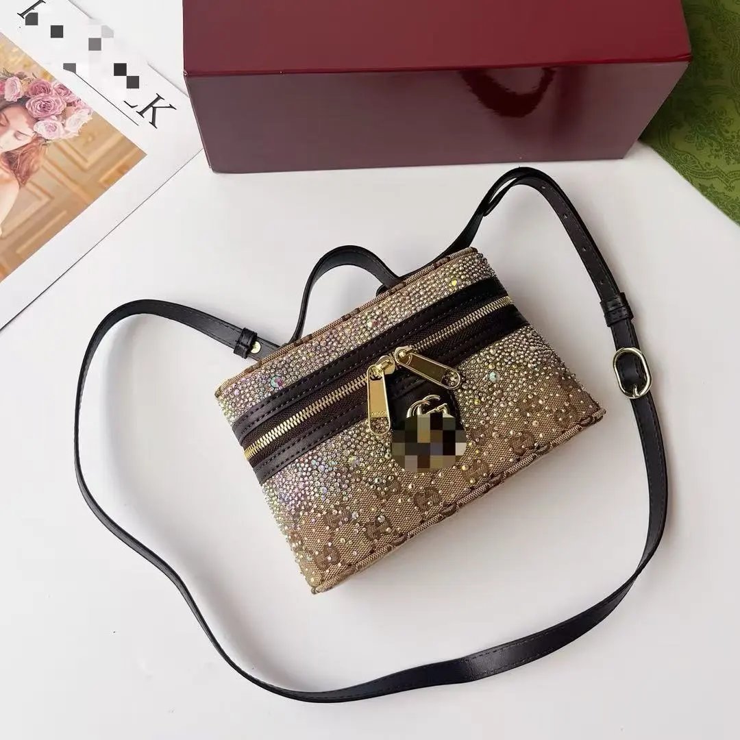 Design Crystal-Embellished Mini Crossbody Bag in Gold Gradient - 3