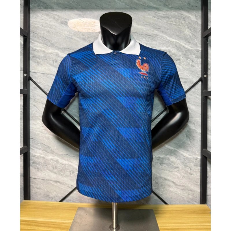CBF France National Team 2024 Home Jersey Blue Patterned Polo Jersey - 1