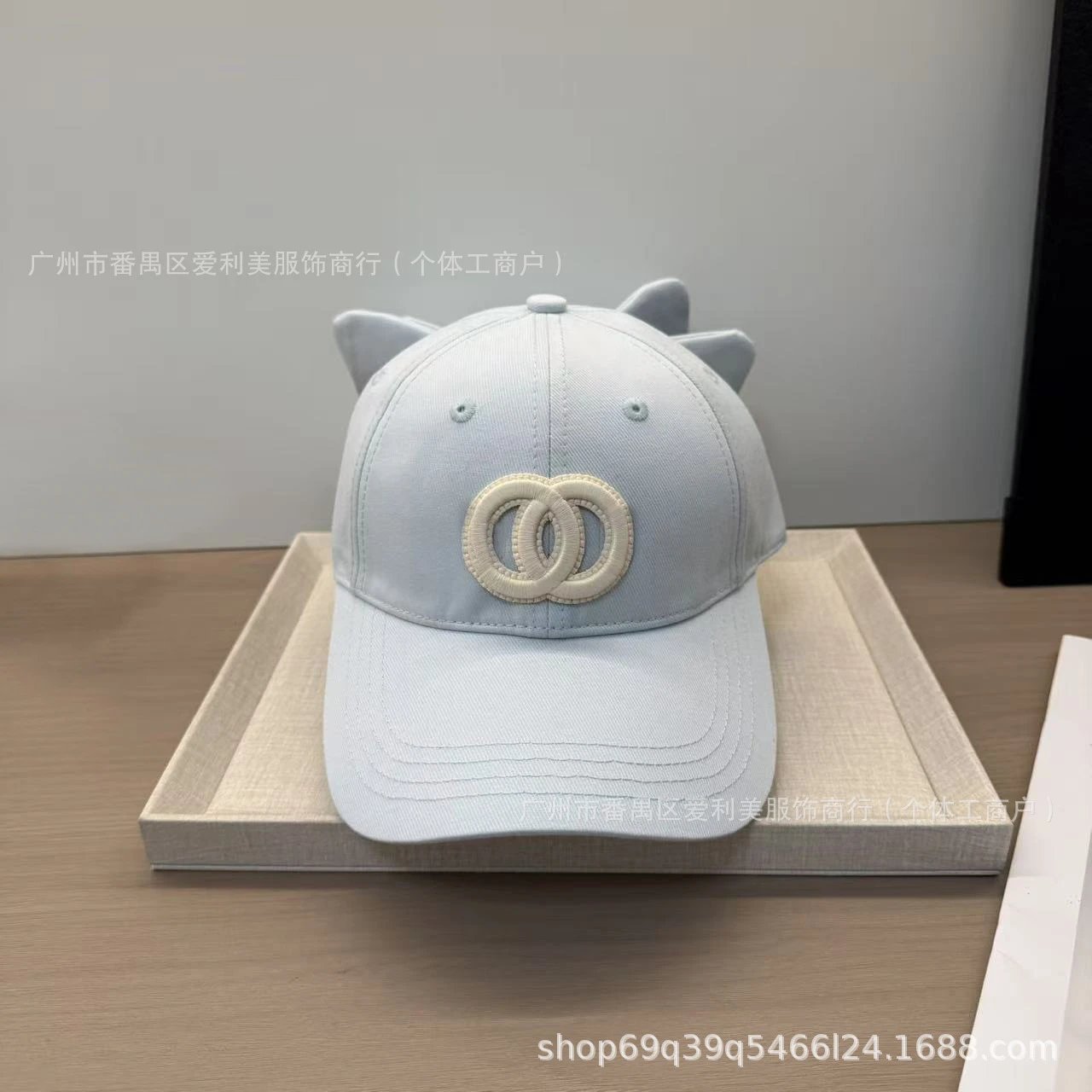 Chanel CC Logo Cat Ear Baseball Cap Light Blue - 11