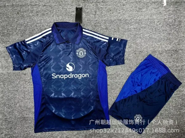 Manchester United Third Kit 2024-25 Snapdragon Navy Blue Jersey and Shorts Set - 1