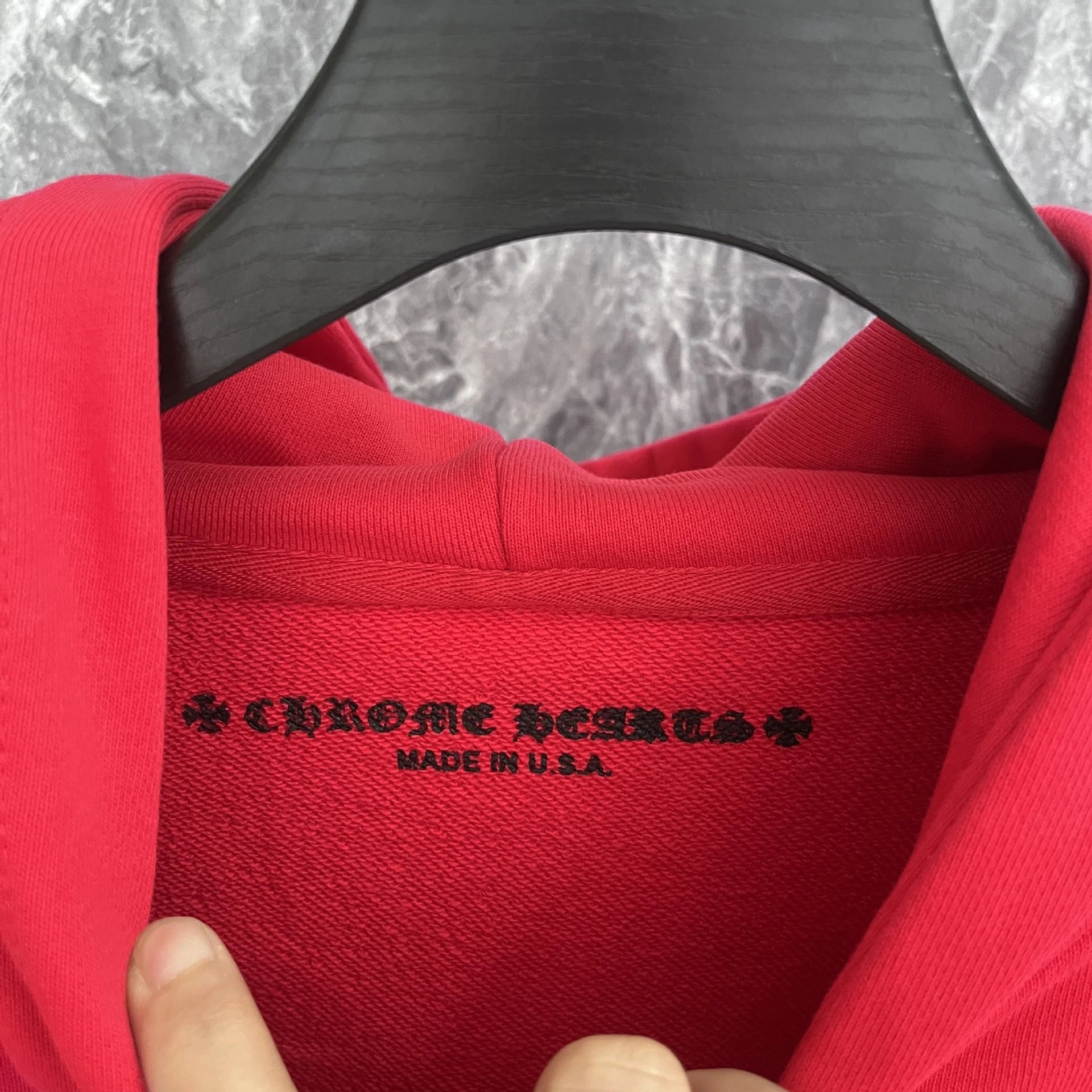 Design Hoodie White with Red Sleeve Logos - 17