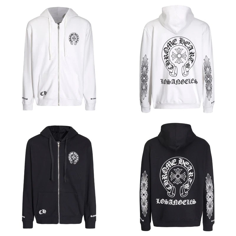 Design Hoodie White with Red Sleeve Logos - 28