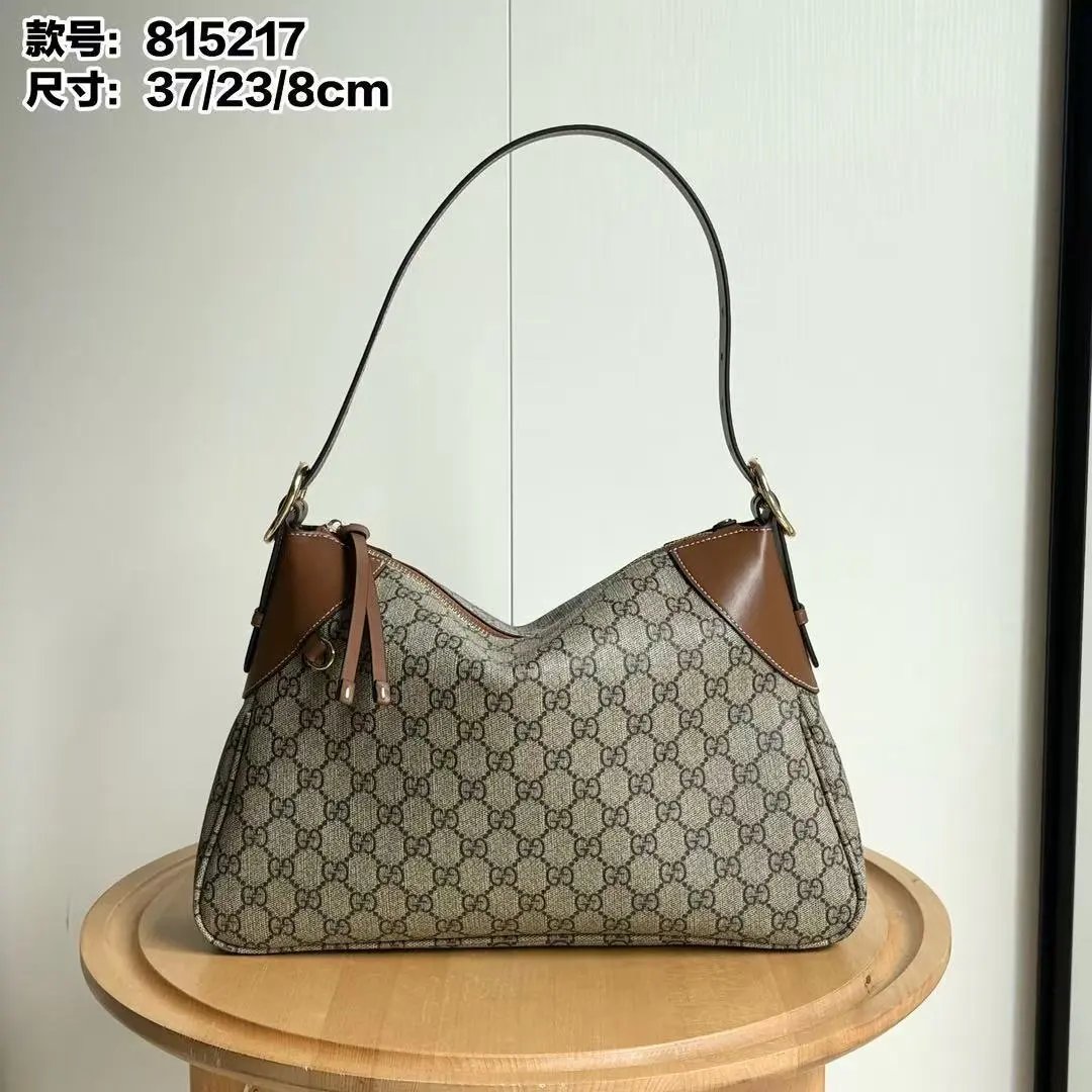 Gucci GG Marmont Hobo Bag Beige and Brown Canvas Shoulder Bag - 3