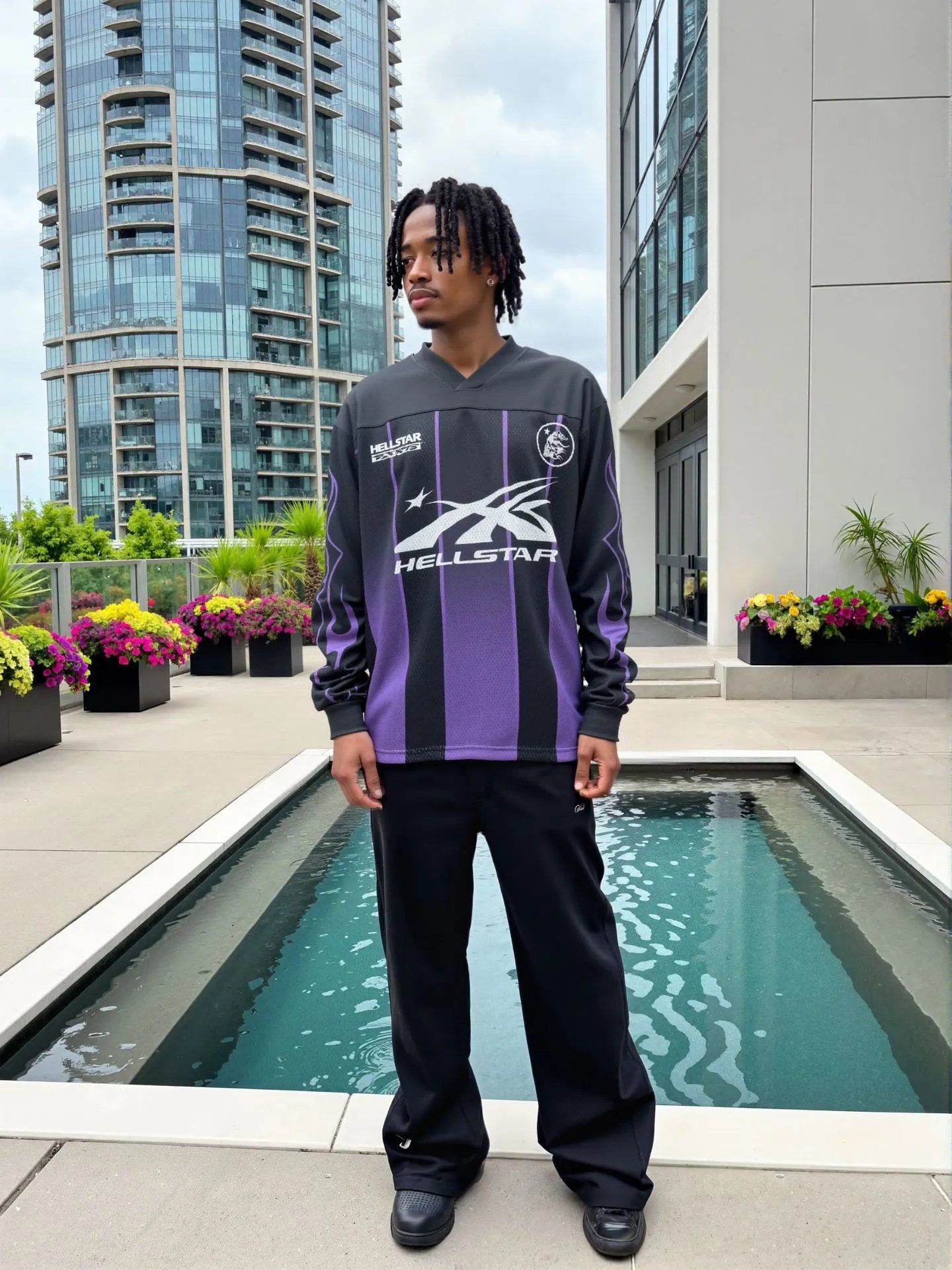 Hellstar Flame Mesh Jersey Black Pink Purple - 42