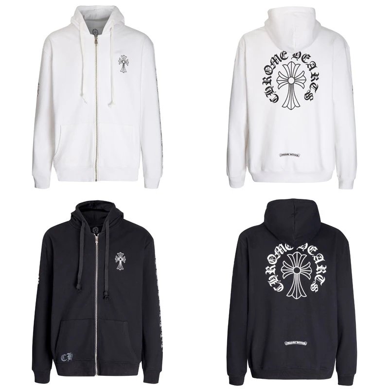 Design Hoodie White with Red Sleeve Logos - 35