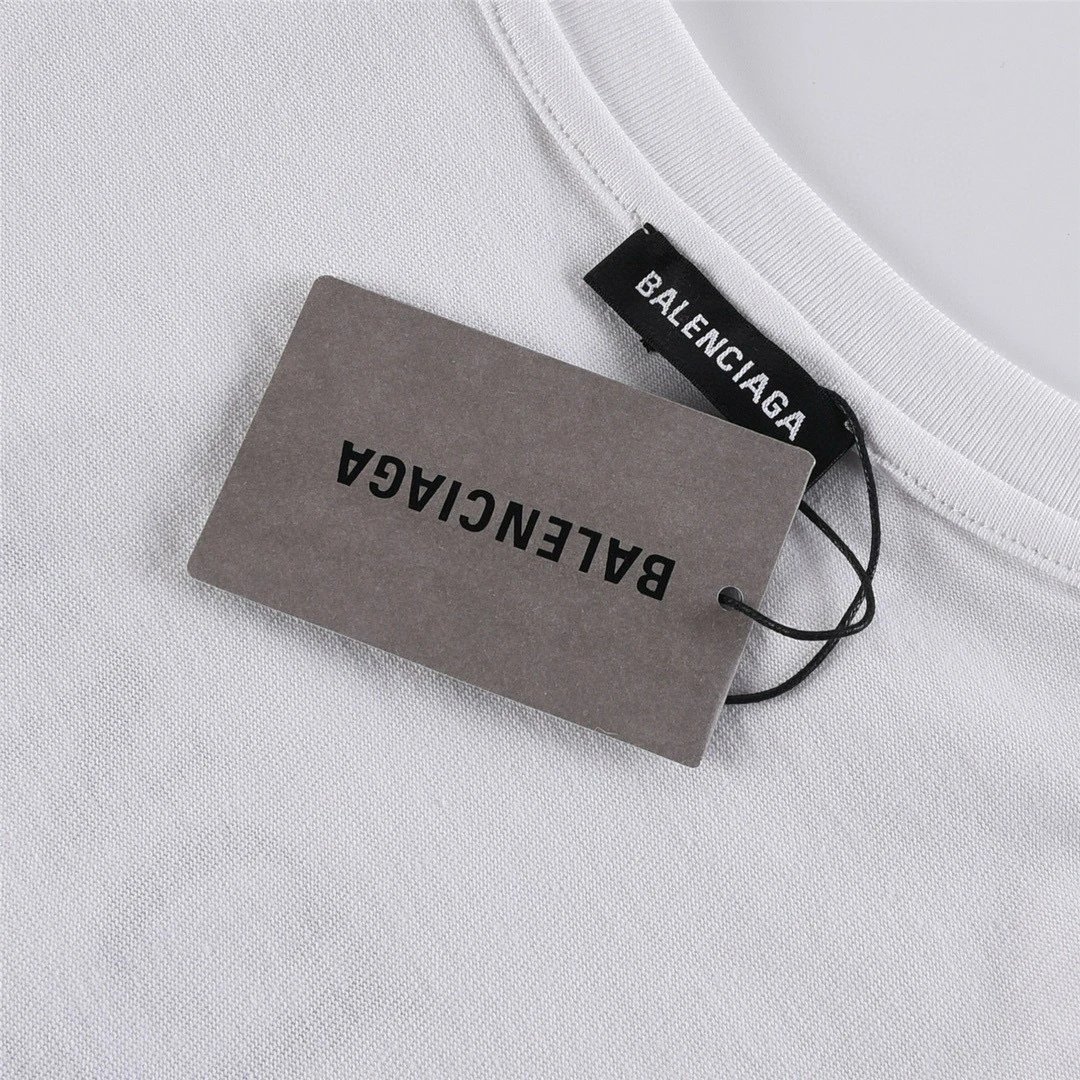 Balenciaga BB Logo Print White T-Shirt - 8