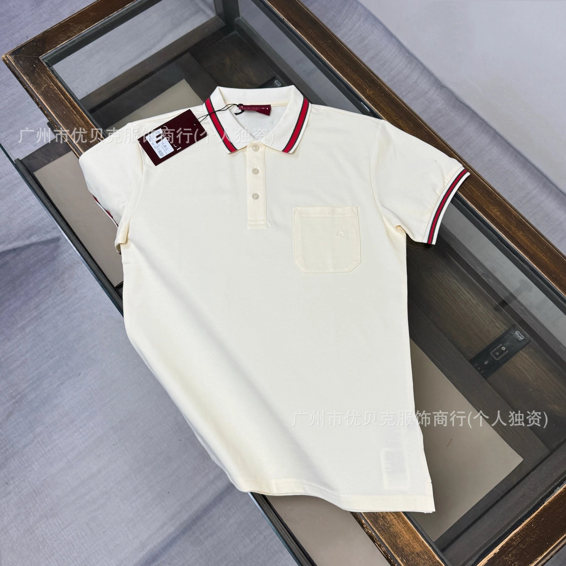 Gucci Web Stripe Pocket Polo Black Polo Shirt - 7