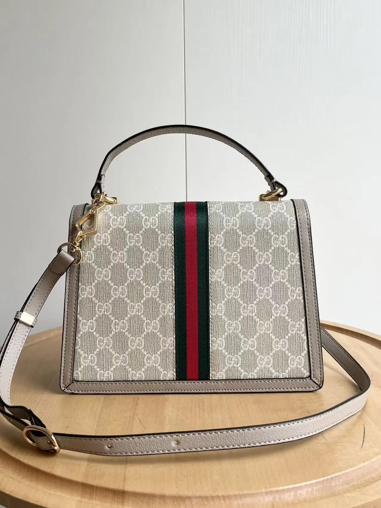 Gucci GG Marmont Mini Top Handle Bag Beige Canvas Handbag - 6