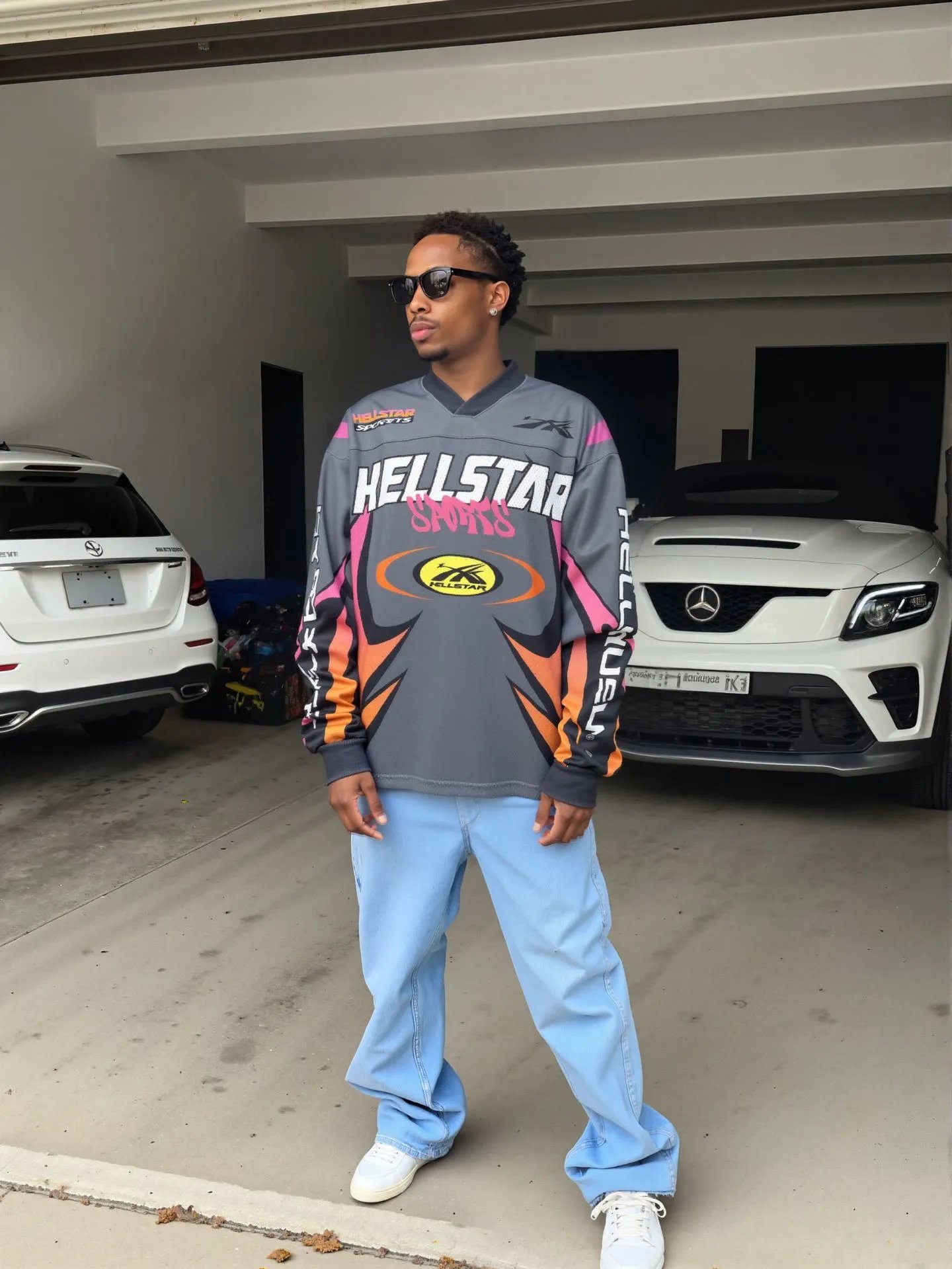 Hellstar Flame Mesh Jersey Black Pink Purple - 46