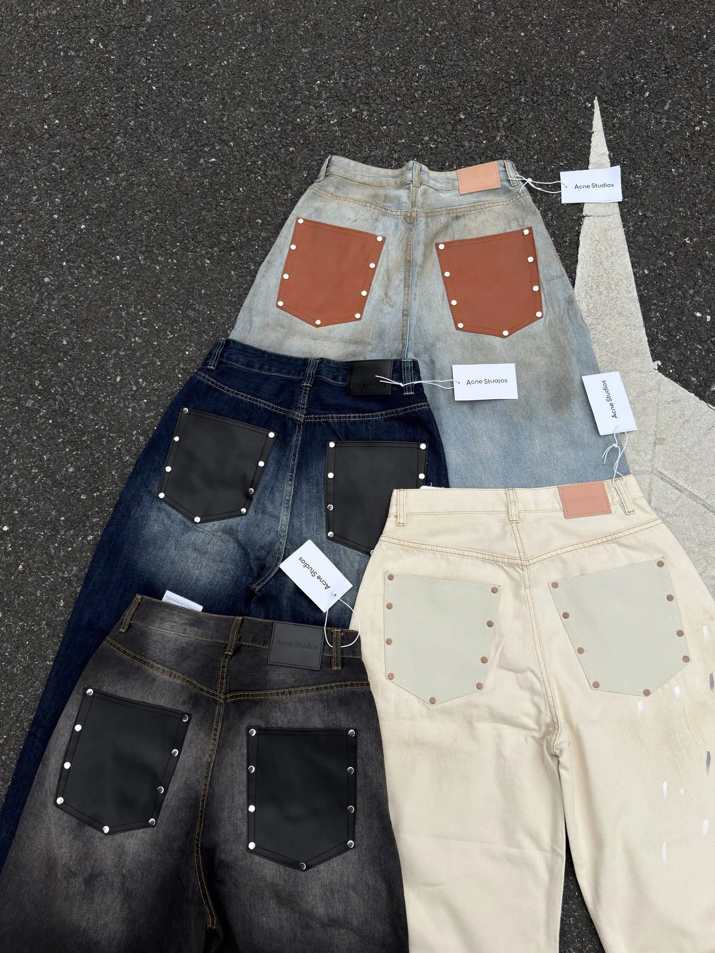 Acne Studios Wide-Leg Distressed Denim Jeans Blue - 4