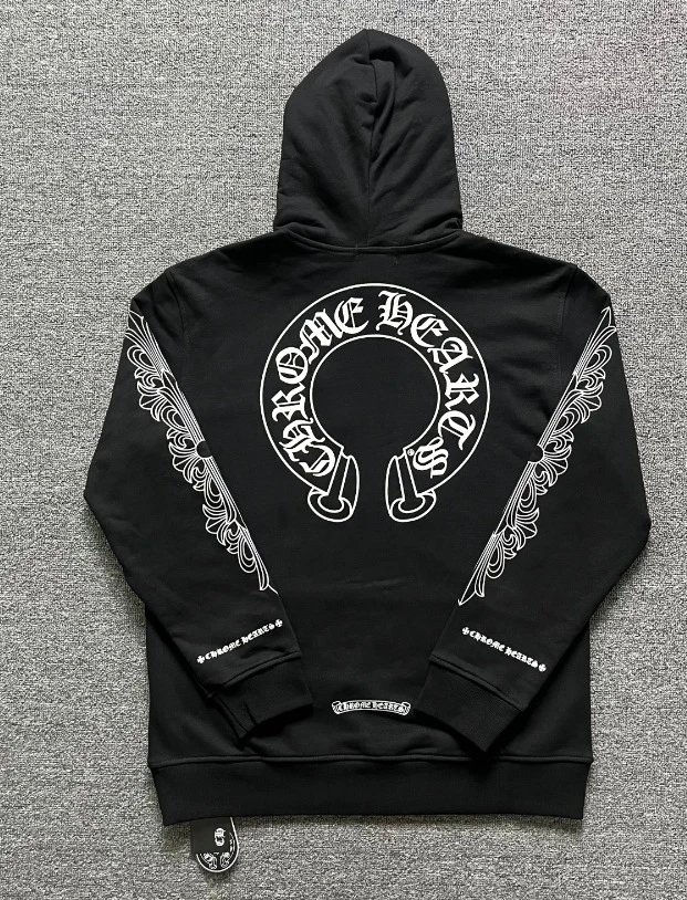 Design Hoodie White with Red Sleeve Logos - 53