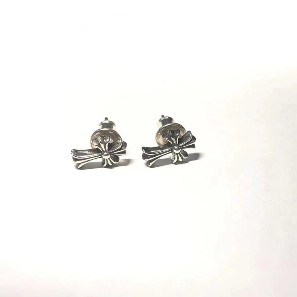 Chrome Hearts Stacked Coin Stud Earrings Silver Jewelry - 10
