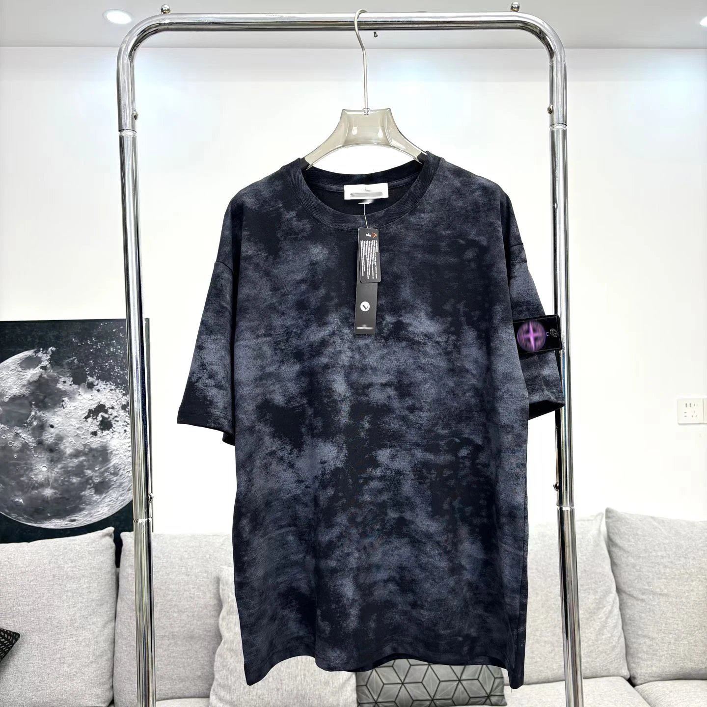 Design Acid Wash Light Blue Oversized T-Shirt - 6