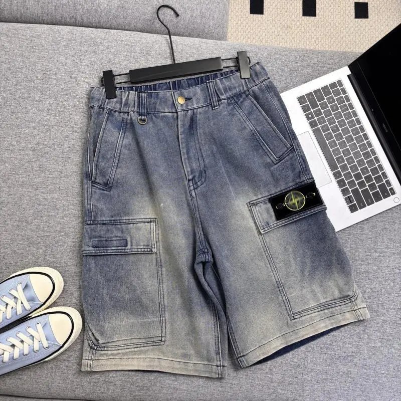 Stone Island Cargo Shorts Light Wash Denim - 6