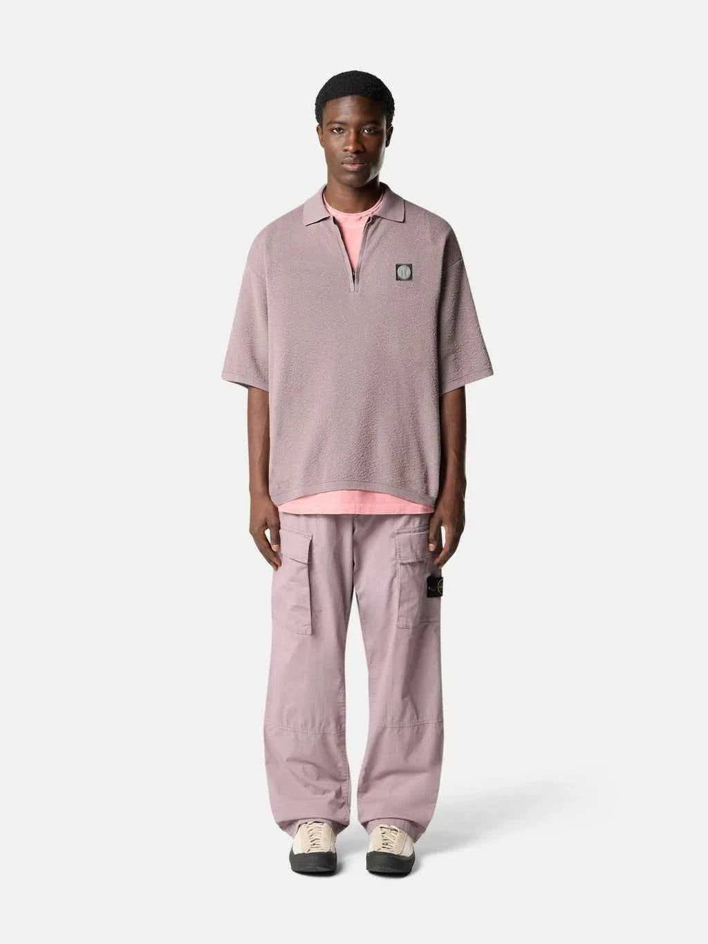 Stone Island Knit Polo Shirt Pale Yellow Tops Polo - 4