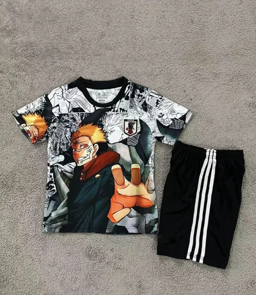 Design Jujutsu Kaisen Anime Print T-Shirt and Adidas-Style Shorts Set Multicolor - 1