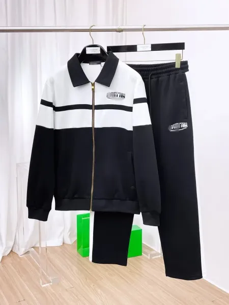 Louis Vuitton Monogram Stripe Track Jacket and Sweatpants Set Black / White Tracksuit - 1