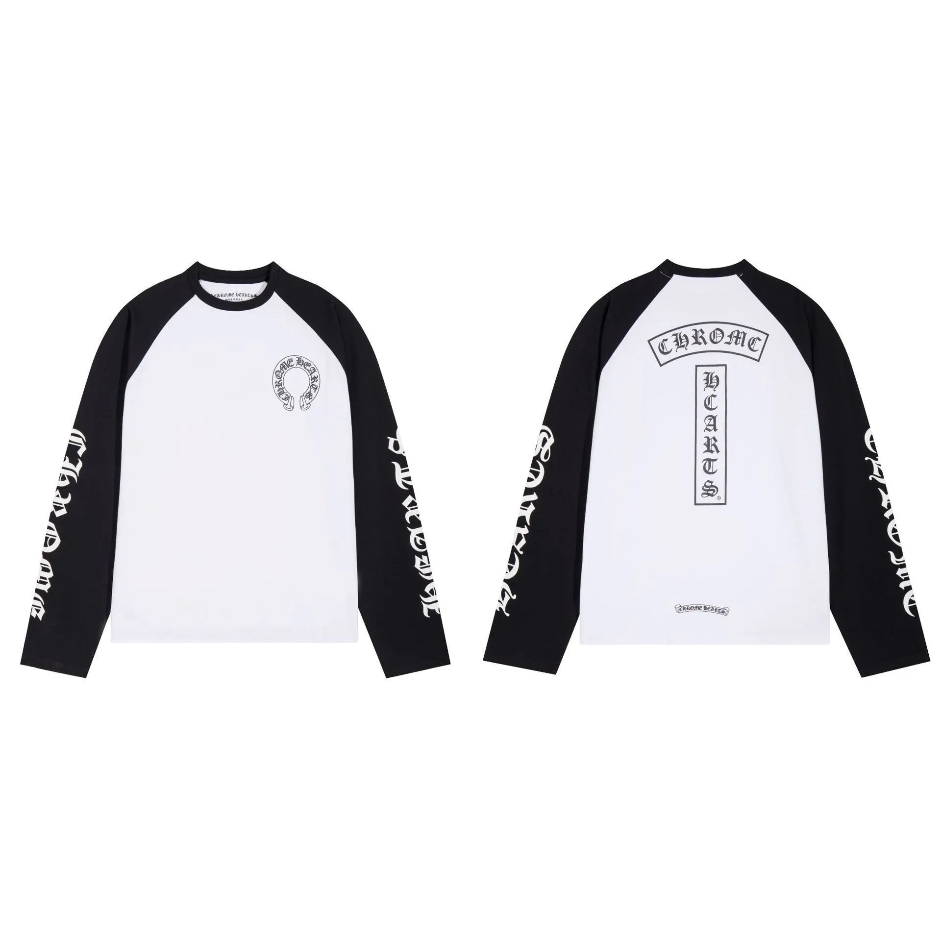 Chrome Hearts T-Shirts Graphic Long-Sleeve T-Shirt — Black and White 03