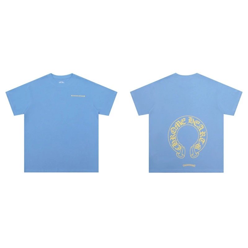 Chrome Hearts T-Shirts Short-Sleeve Cross Graphic T-Shirt — 6019 blue
