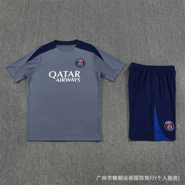 Paris Saint-Germain Training Kit Gray / Navy Jersey and Shorts Set - 1