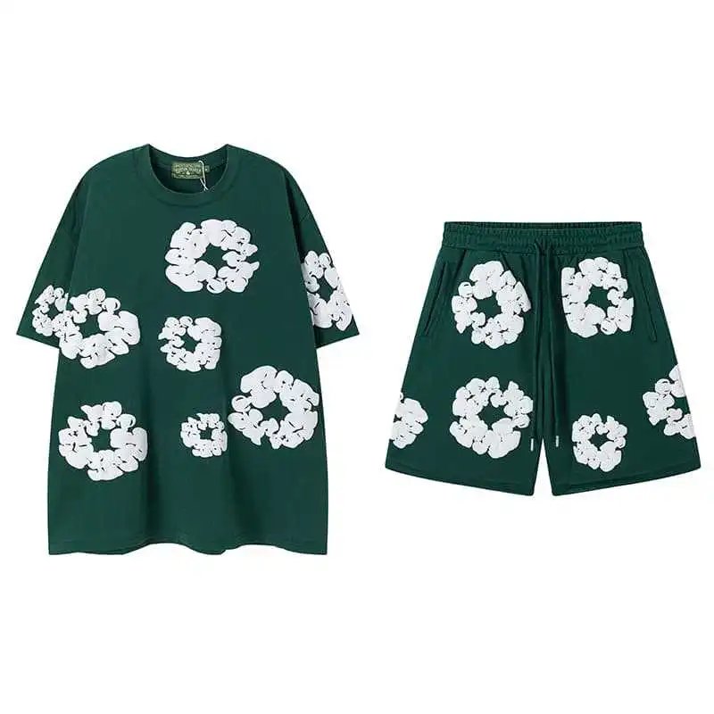 Design Abstract Floral Print Oversized T-Shirt Blue - 10