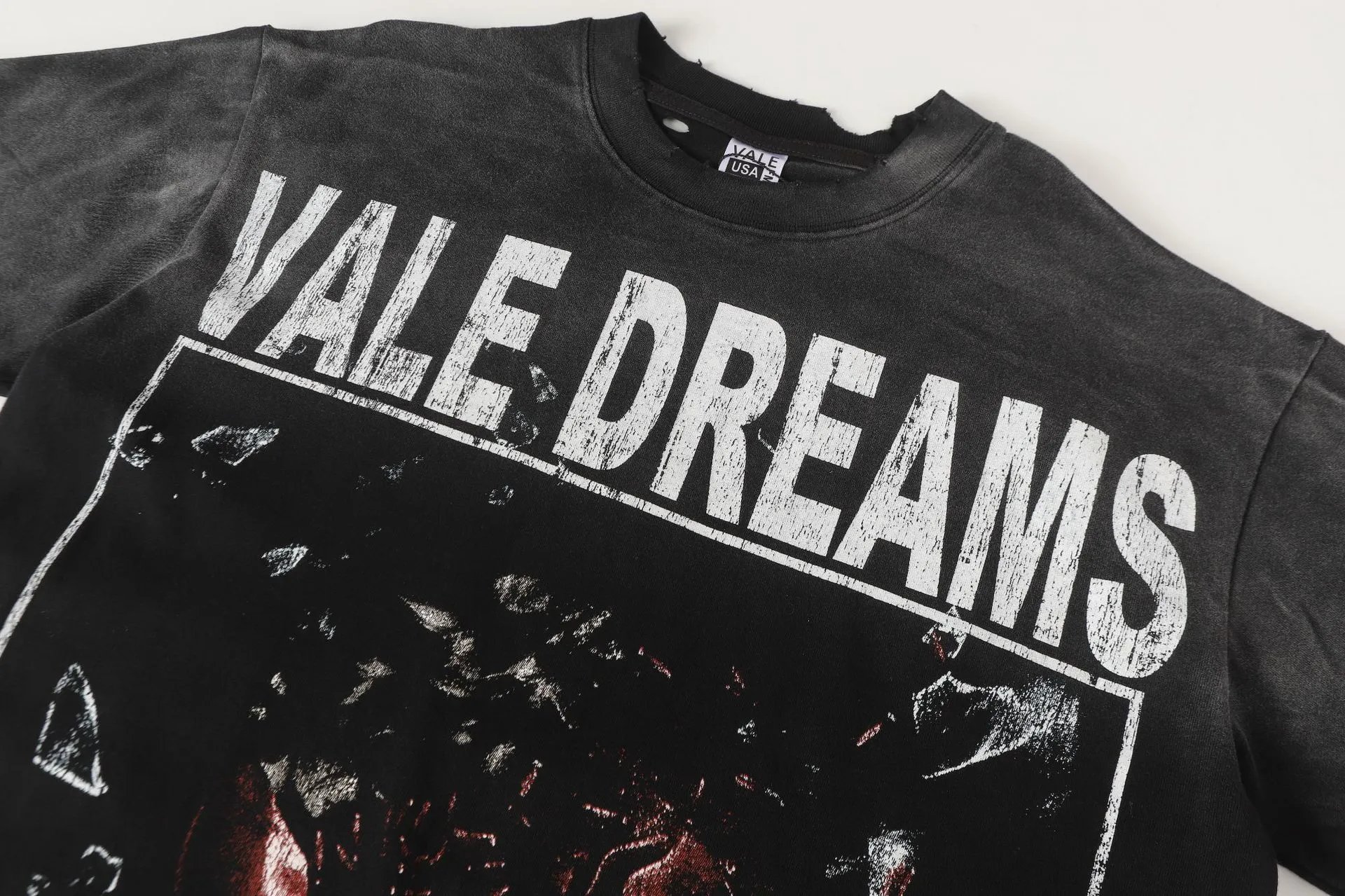 Design Vale USA Haunted House Graphic Oversized T-Shirt Black T-Shirts - 15