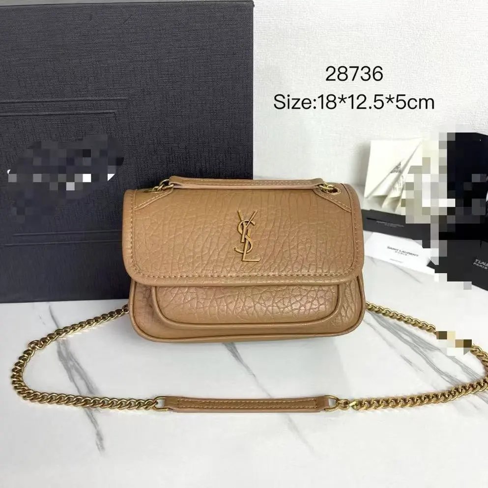 Saint Laurent Toy Loulou Chain Bag Olive Green Leather Shoulder Bag - 5