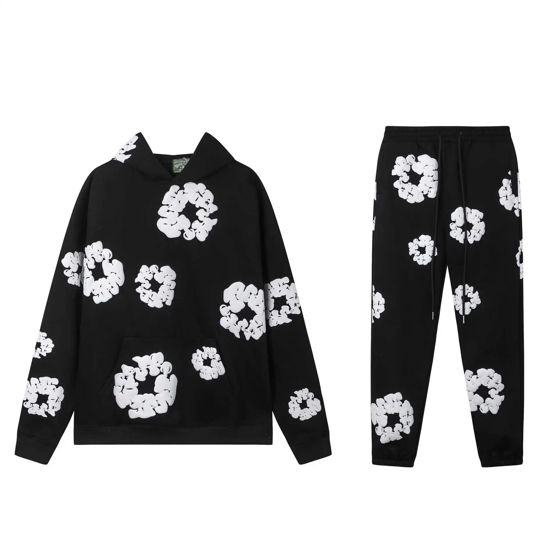 Design Abstract Floral Print Oversized T-Shirt Blue - 14