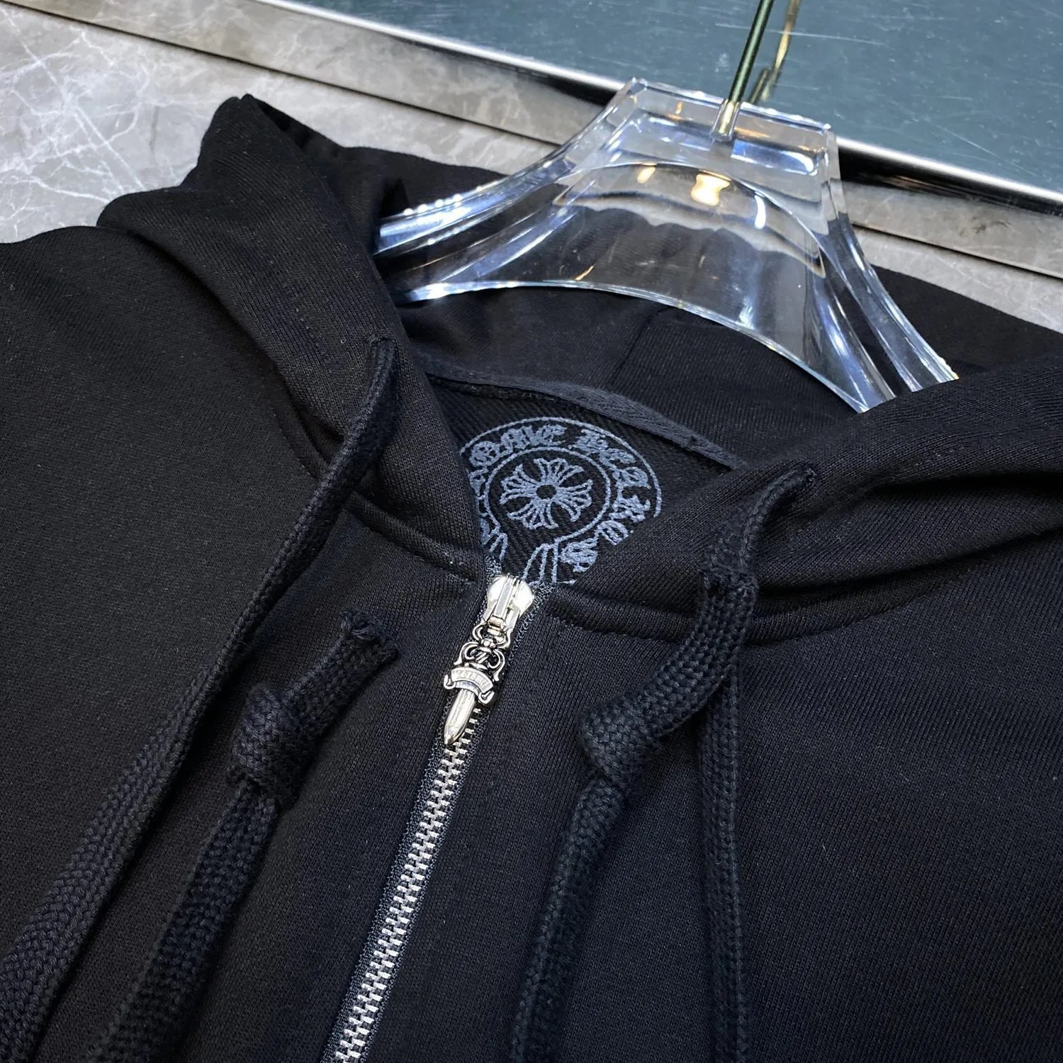 Design Hoodie White with Red Sleeve Logos - 8