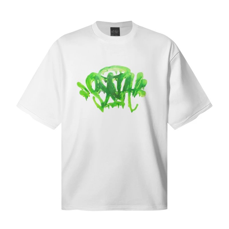 Design Graffiti Flame Print Oversized T-Shirt White - 11
