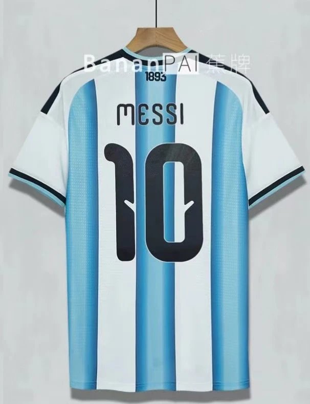 Design Argentina National Team Home Jersey Messi #10 Blue and White Stripes Jersey - 2