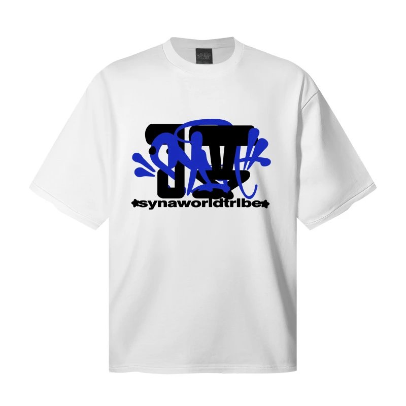 Design Graffiti Flame Print Oversized T-Shirt White - 15