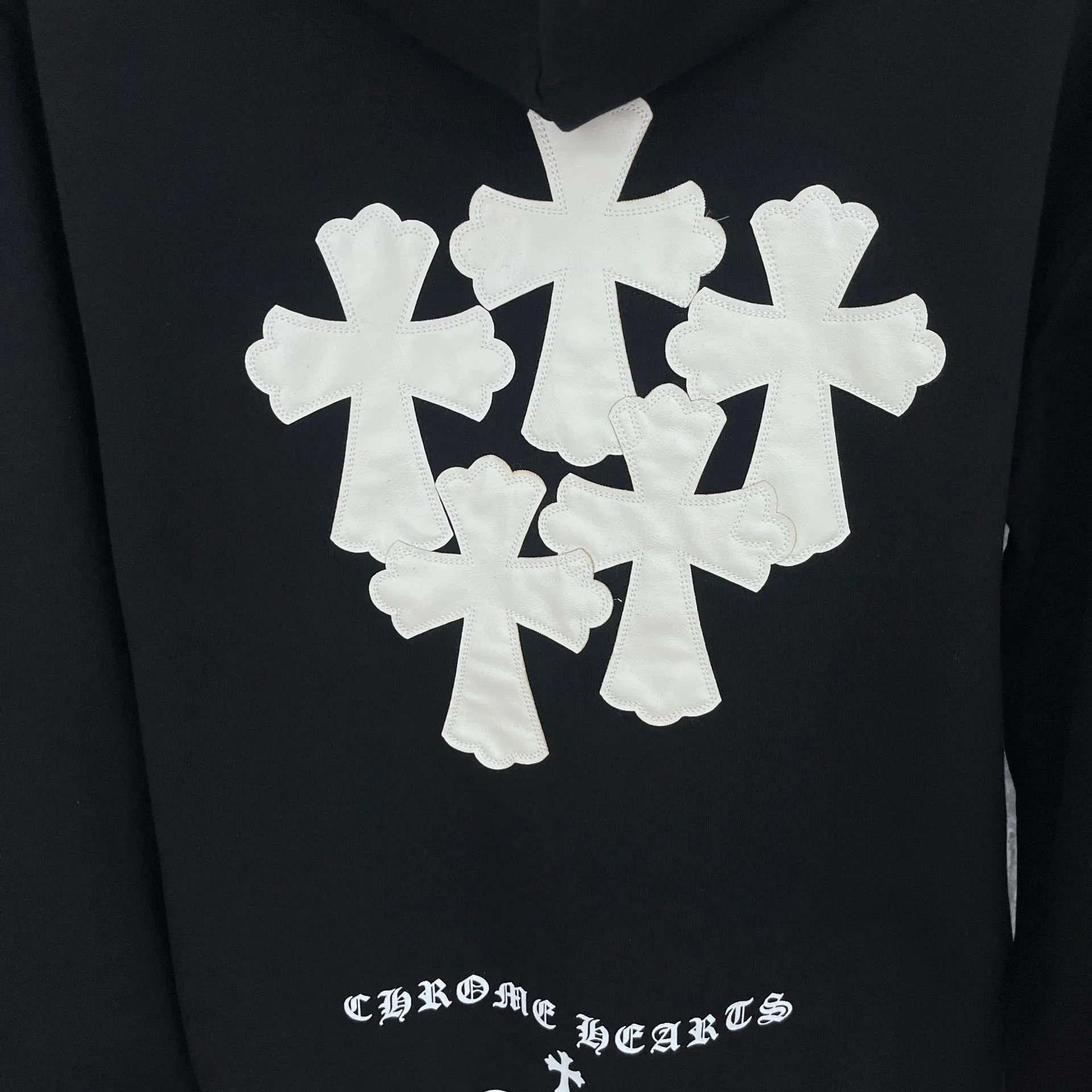 Design Hoodie White with Red Sleeve Logos - 14