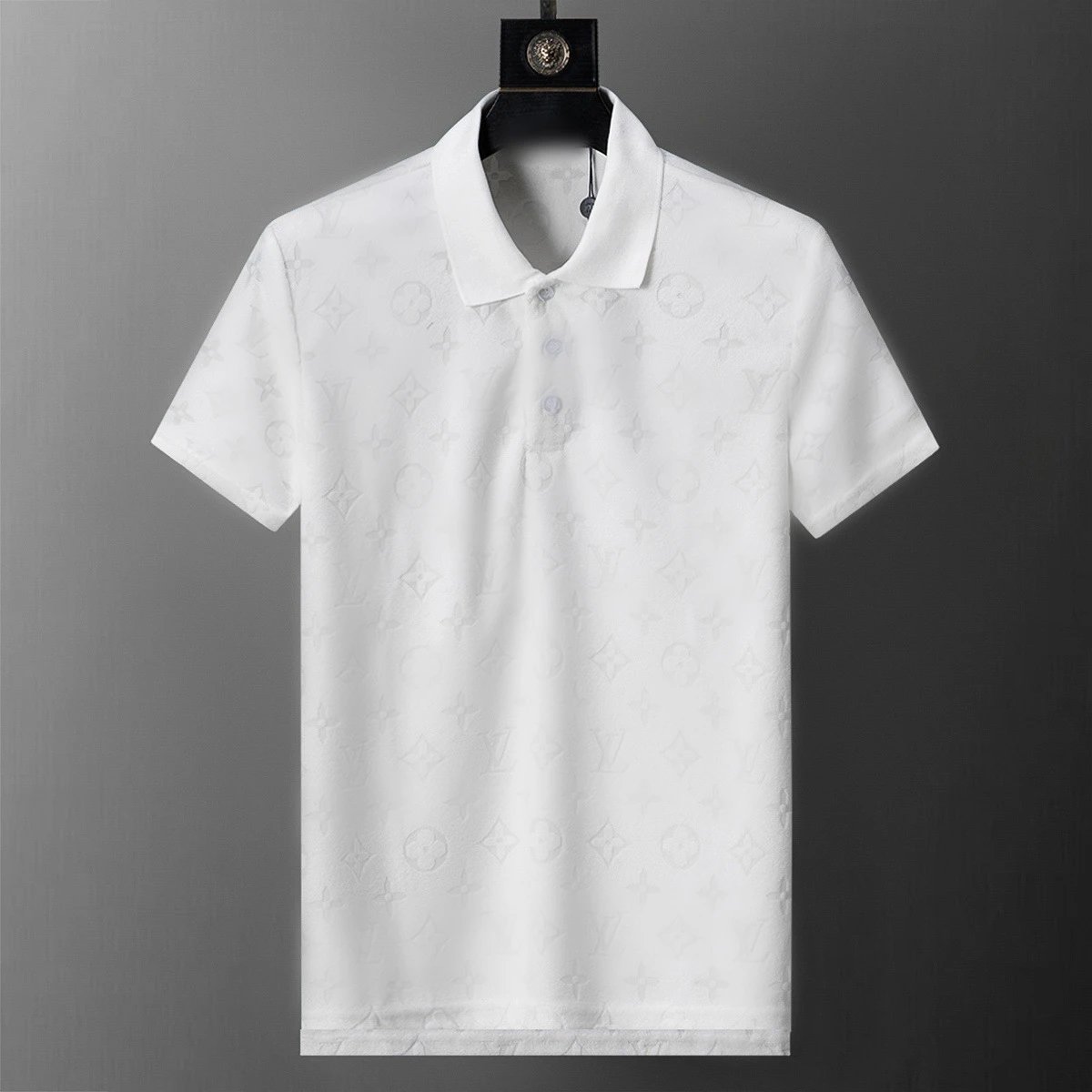 Louis Vuitton Shirts Short-Sleeve Monogram Polo Shirt — white 30154