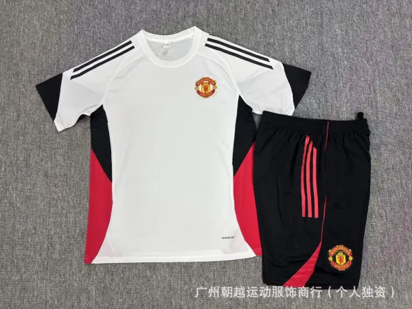 Manchester United Training Kit White / Black / Red Jersey and Shorts Set - 1