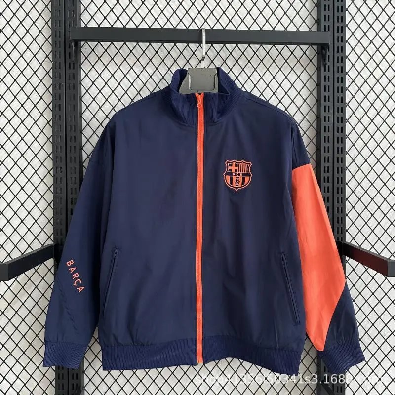Chelsea Jackets Zip-Up Track Jacket — FC Barcelona Royal Blue and Orange Water-Resistant Training Jacket