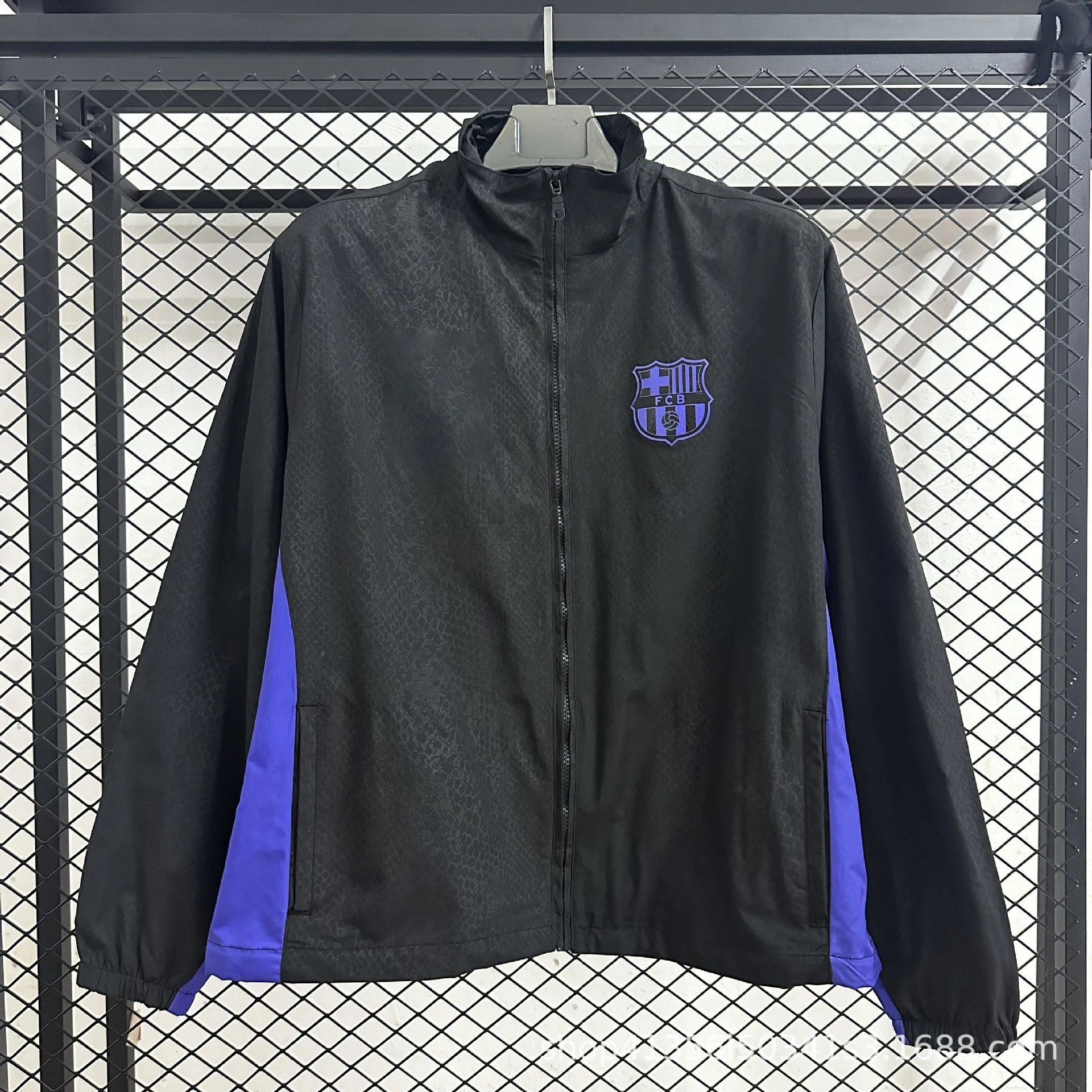 Chelsea Jackets Zip-Up Track Jacket — FC Barcelona Black and Purple Collaboration Retro Jacket